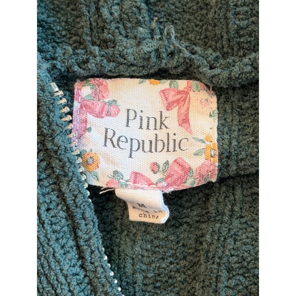 Pink Republic Womens Forest Green Ribbed Quarter Zip Hooded Sweater Size M - Picture 7 of 7